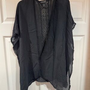 Steve Madden Boho Black Lace Kimono Cardigan OSFM shawl top womens